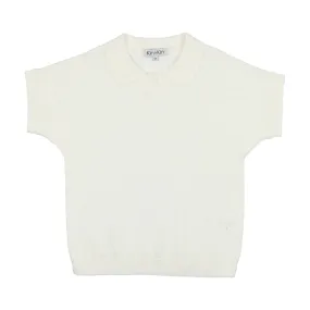 Kin and Kin White Knit Polo Sweater