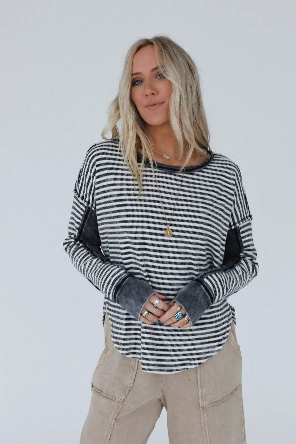 Kinley Striped Top - Black