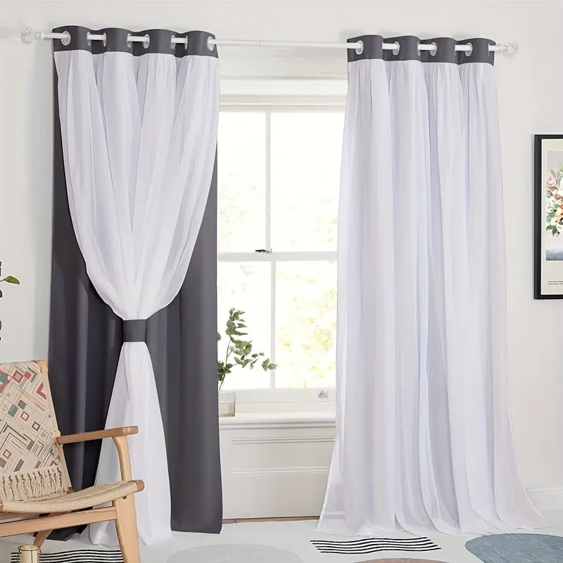 kkboxly 1pc 2-Layer Thermal Insulated Room Darkening Curtain - Blocks Sunlight, Provides Privacy, and Saves Energy for Living Room and Bedroom Home Decor