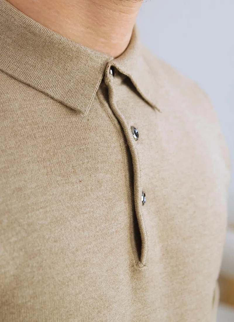 Knit Polo Sweater - Camel