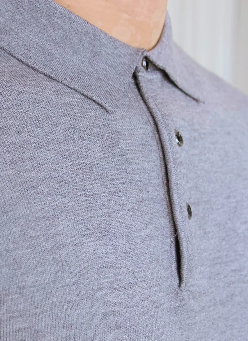 Knit Polo Sweater - Grey