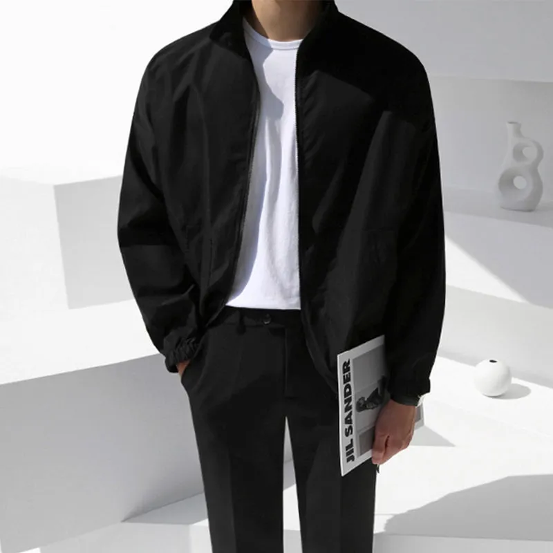 [Korean Style] Black Minimal Zip Shirt Jacket