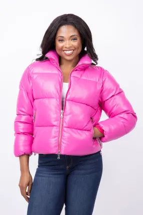 L'Agence Larsen Puffer Jacket In Deep Pink