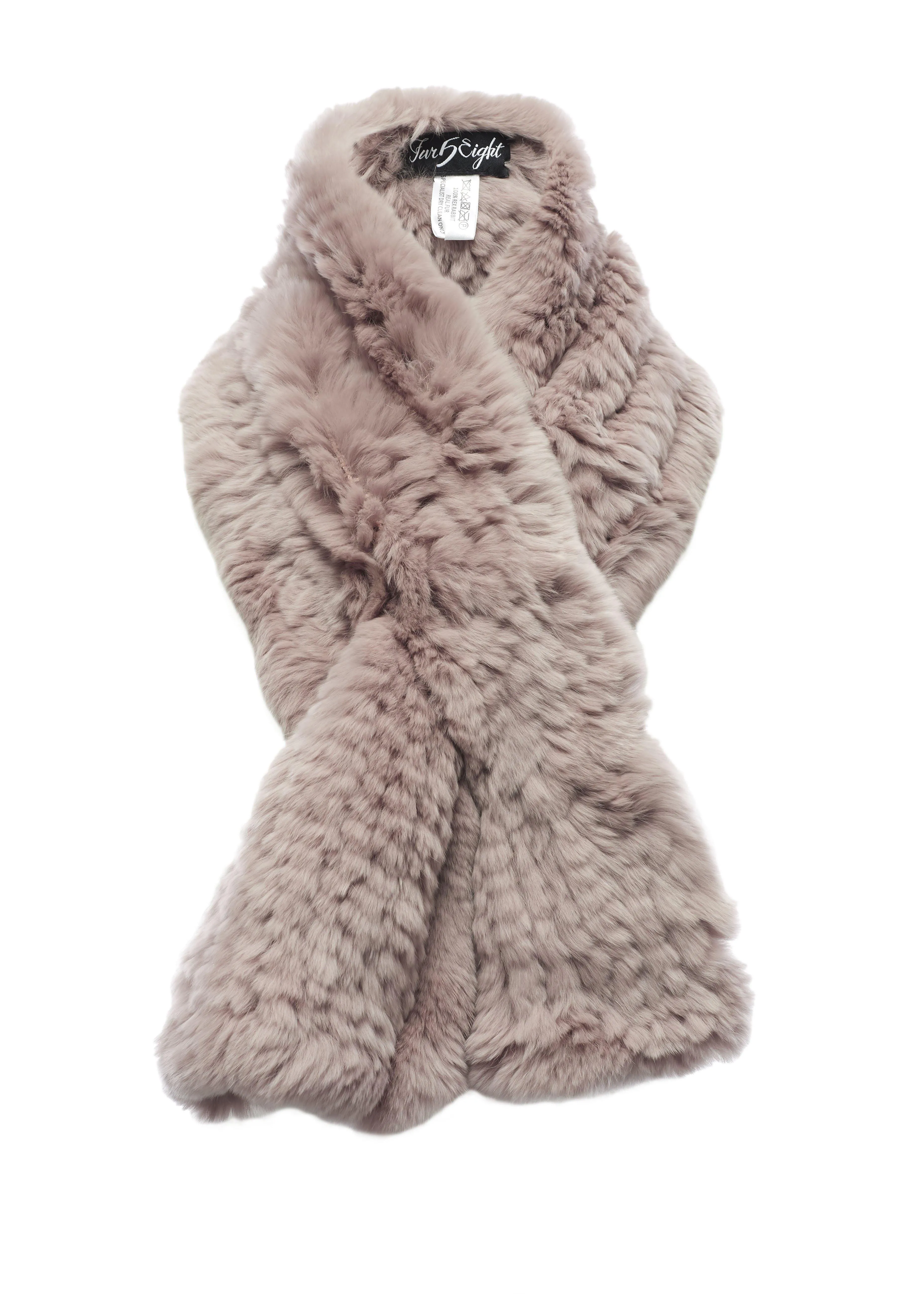 Light Rose Knitted Rex Rabbit 'Loop' Designer Fur Scarf