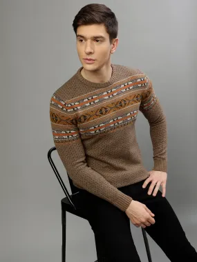 Lindbergh Men Printed Round Neck Full Sleeves Sweater