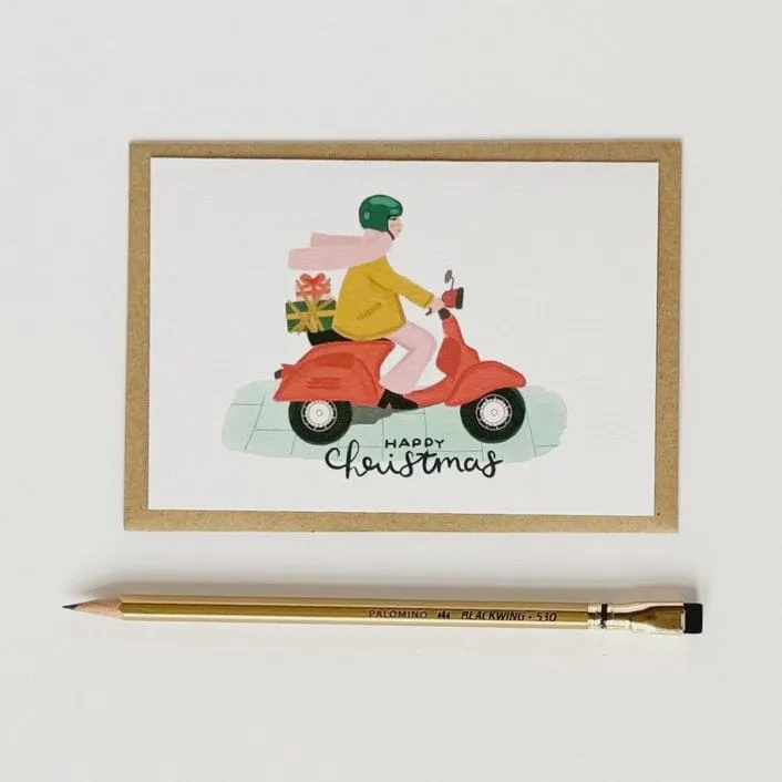 Lomond Paper Co Moped "Happy Christmas" Christmas Card