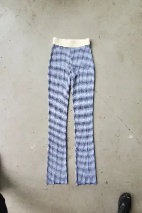 Long Knit Pants - Cobalt Blue Gingham