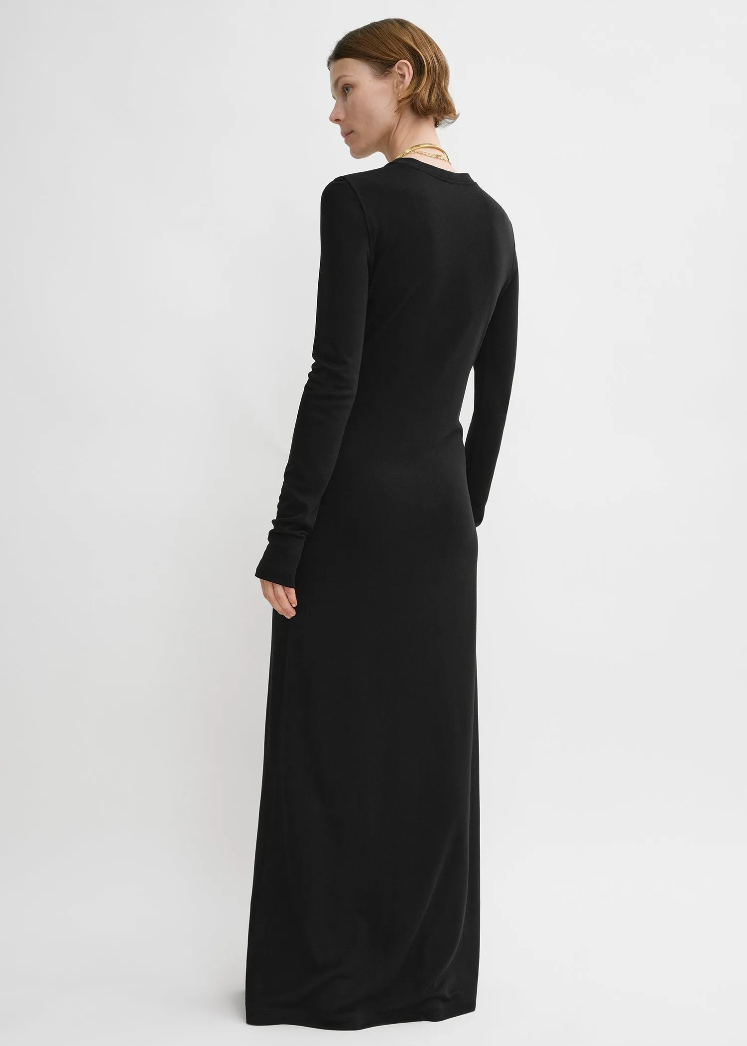 Long-sleeve jersey dress black