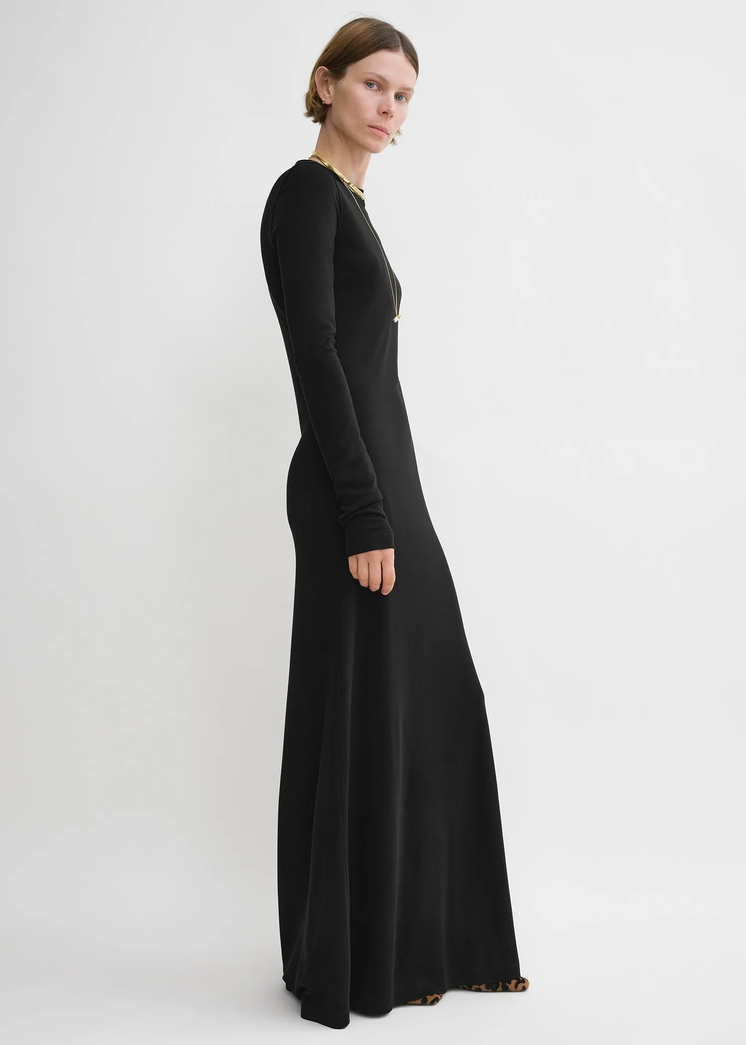 Long-sleeve jersey dress black