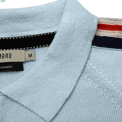 Long Sleeve Polo Shirt with sleeve striping Monaco Light Blue