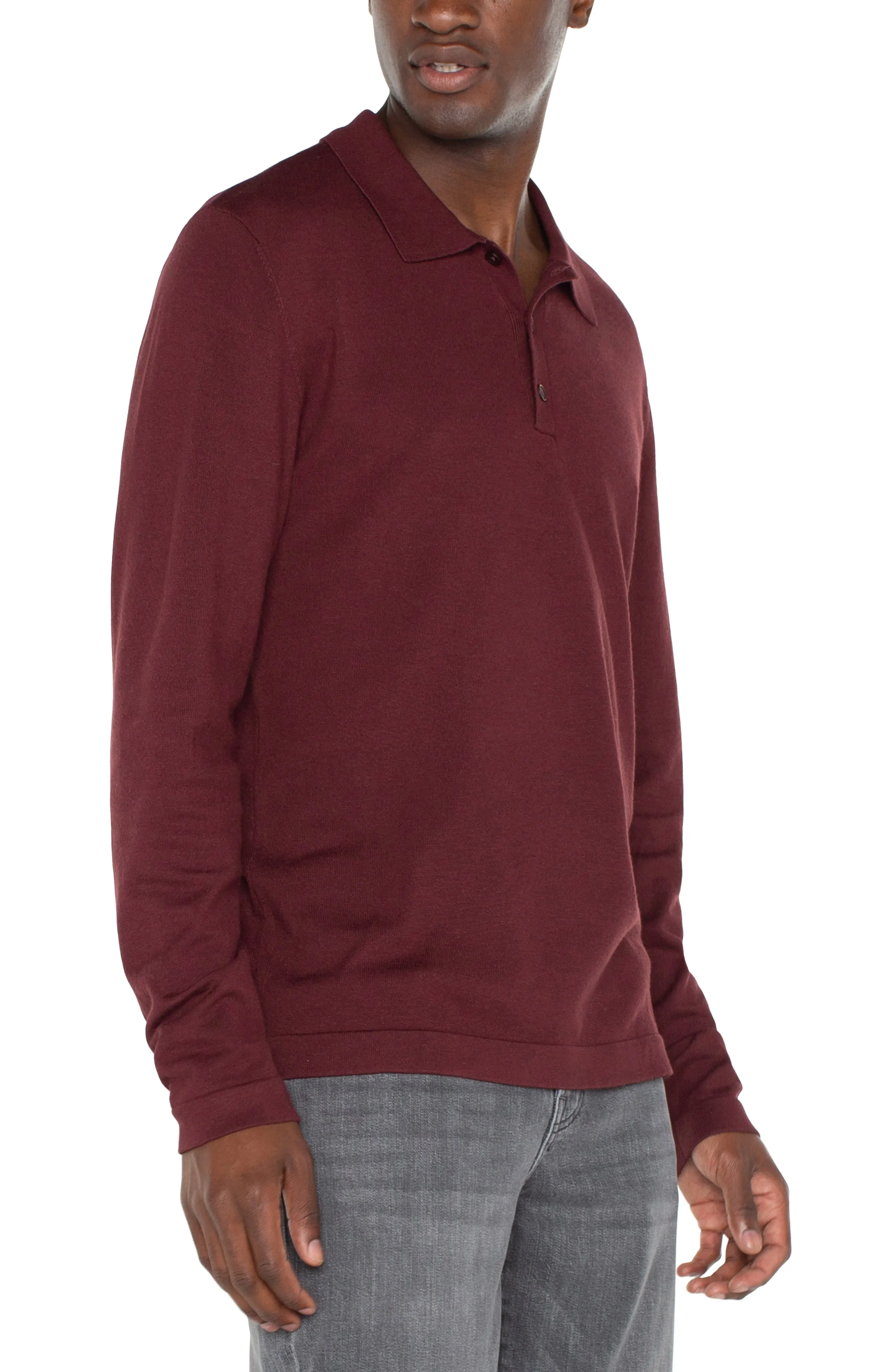 Long Sleeve Sweater Knit Polo