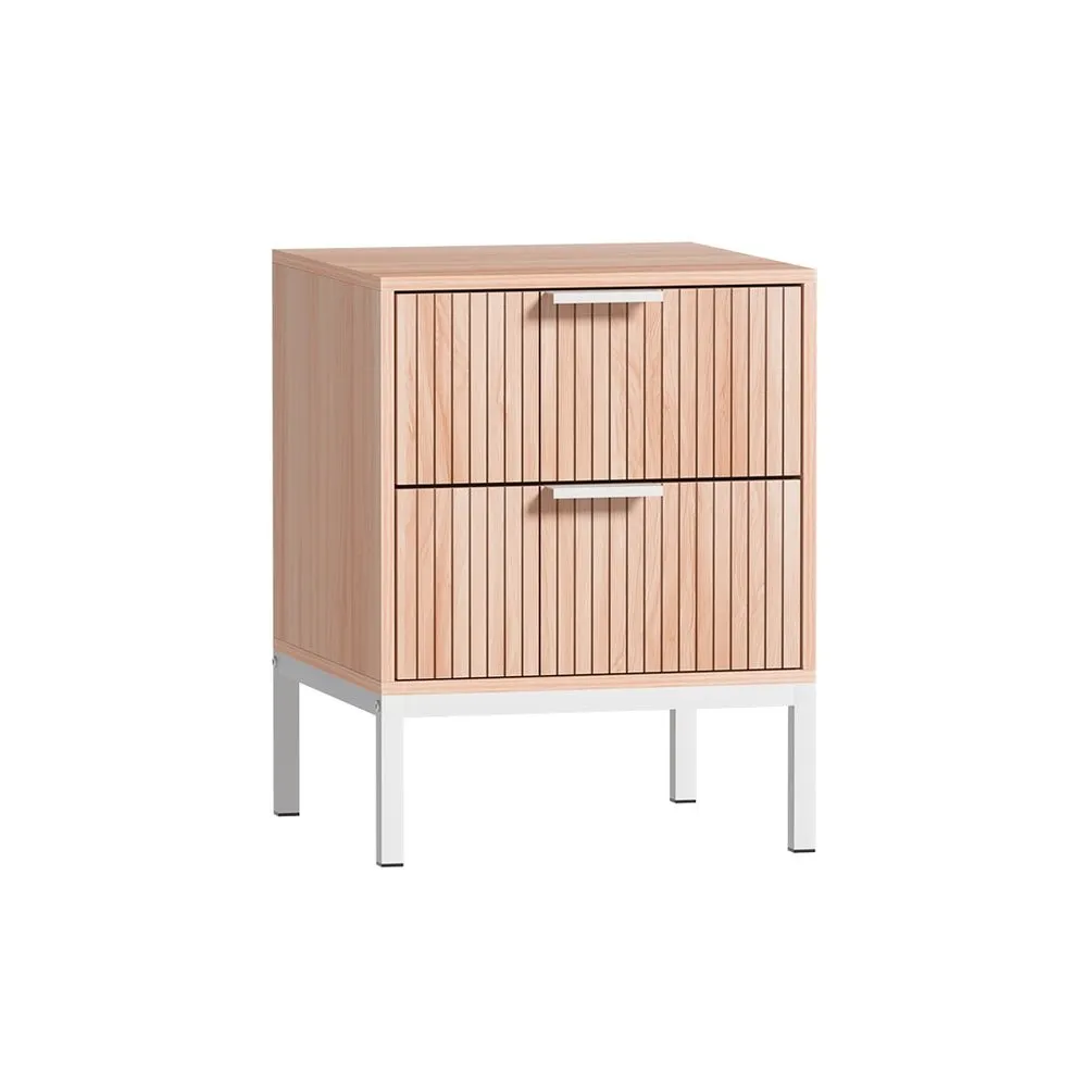 Lura Bedside Table With 2 Drawers - Pine