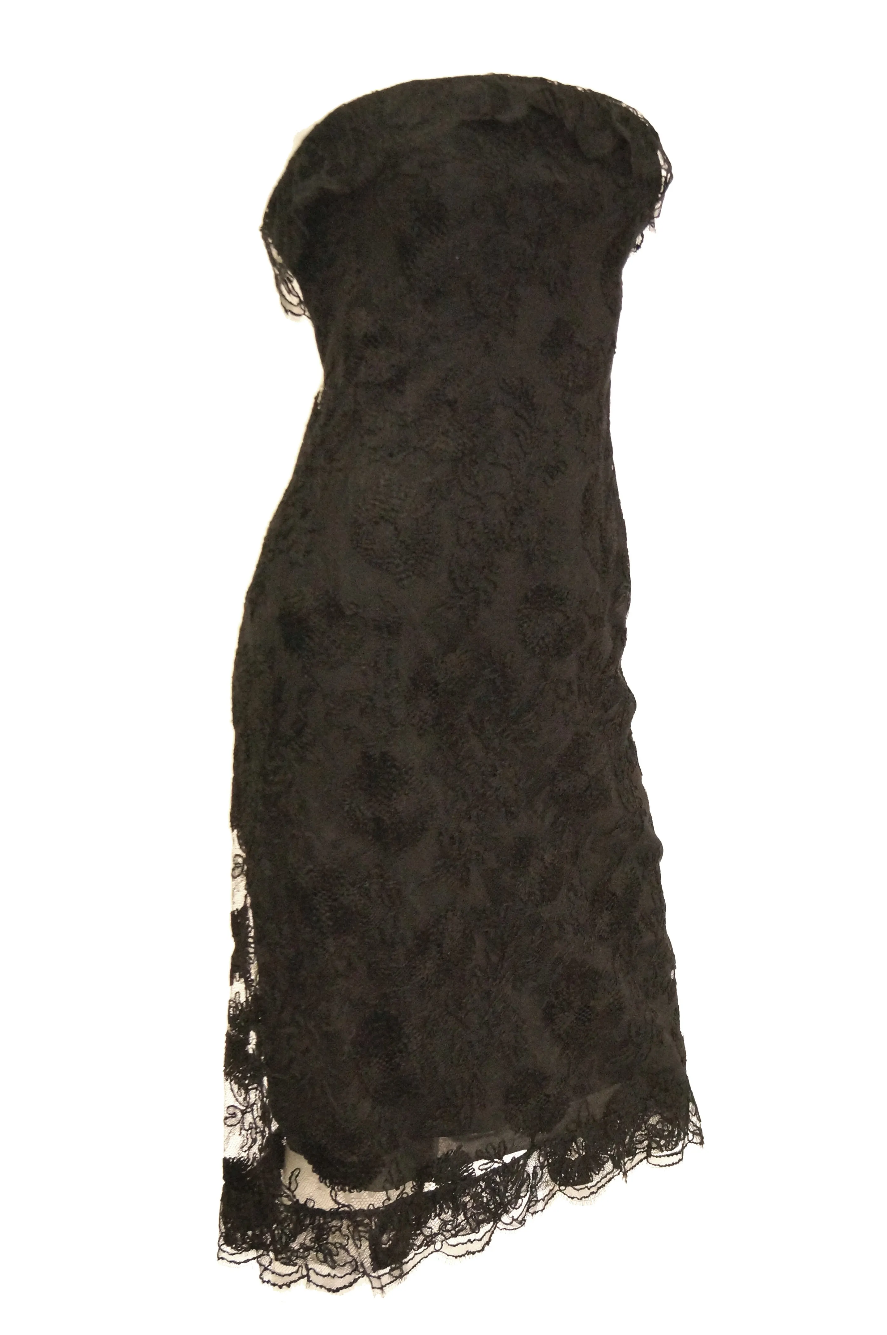 m1957 Haute Couture Balenciaga Strapless Black Riechers Marescot Lace Dress