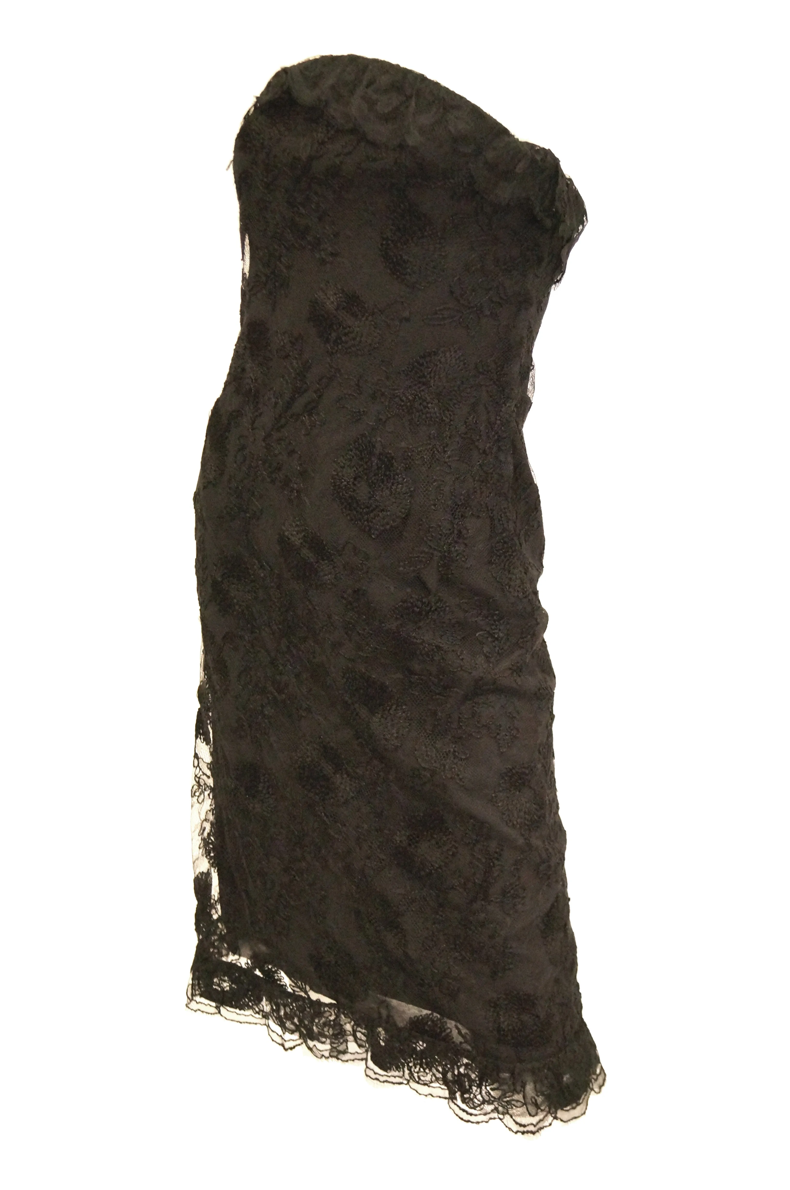 m1957 Haute Couture Balenciaga Strapless Black Riechers Marescot Lace Dress