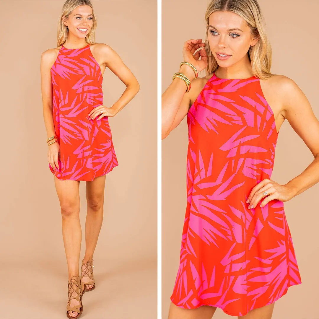 Making Promises Coral Orange Tropical Dress