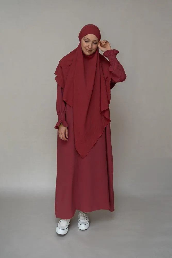 Maroon Non-Wrinkle Maxi Dress with Pockets