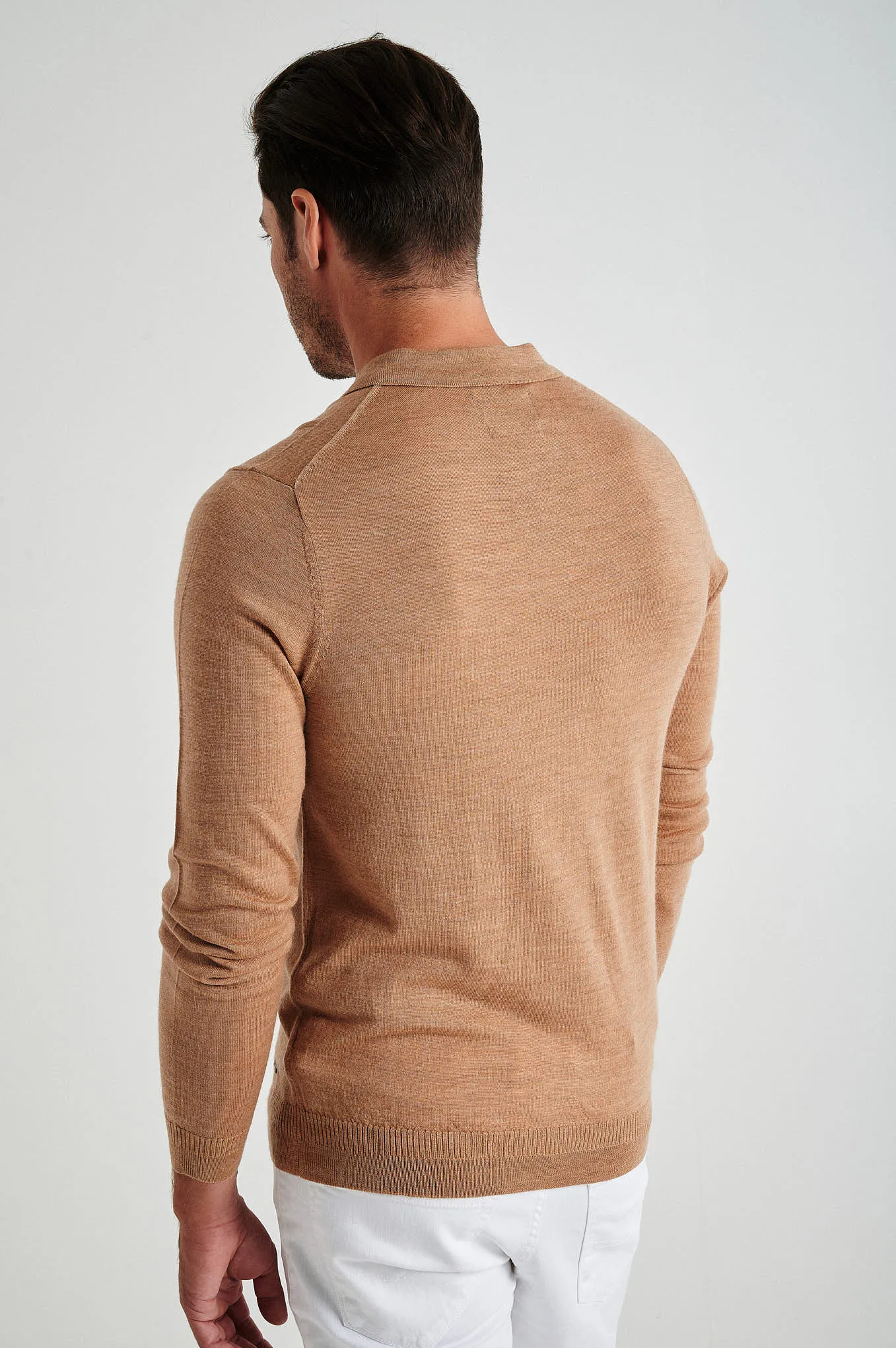 Men's extrafine merino wool polo sweater