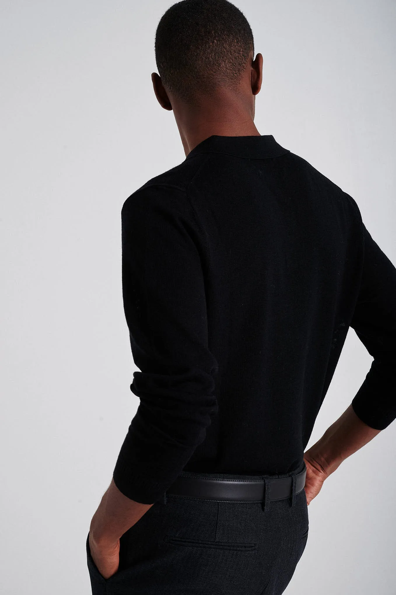 Men's extrafine merino wool polo sweater