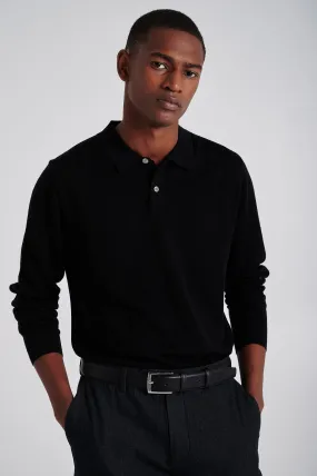 Men's extrafine merino wool polo sweater