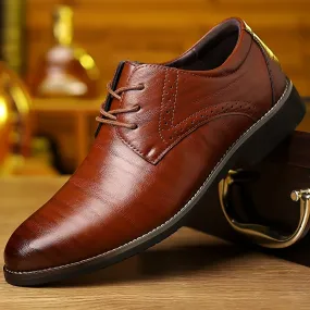 Men's Fashion Round Toe Lace-Up Dress Shoes, Non-Slip Formal Shoes For Wedding Party Business