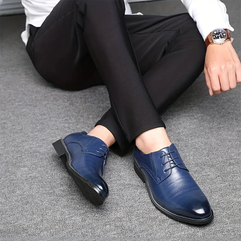 Men's Fashion Round Toe Lace-Up Dress Shoes, Non-Slip Formal Shoes For Wedding Party Business