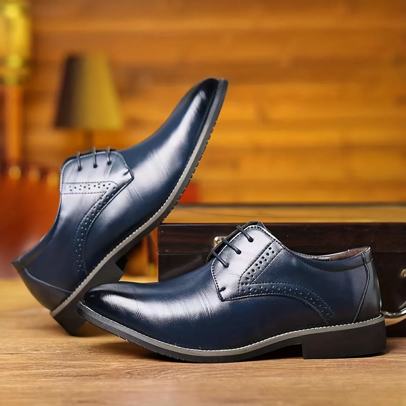 Men's Fashion Round Toe Lace-Up Dress Shoes, Non-Slip Formal Shoes For Wedding Party Business