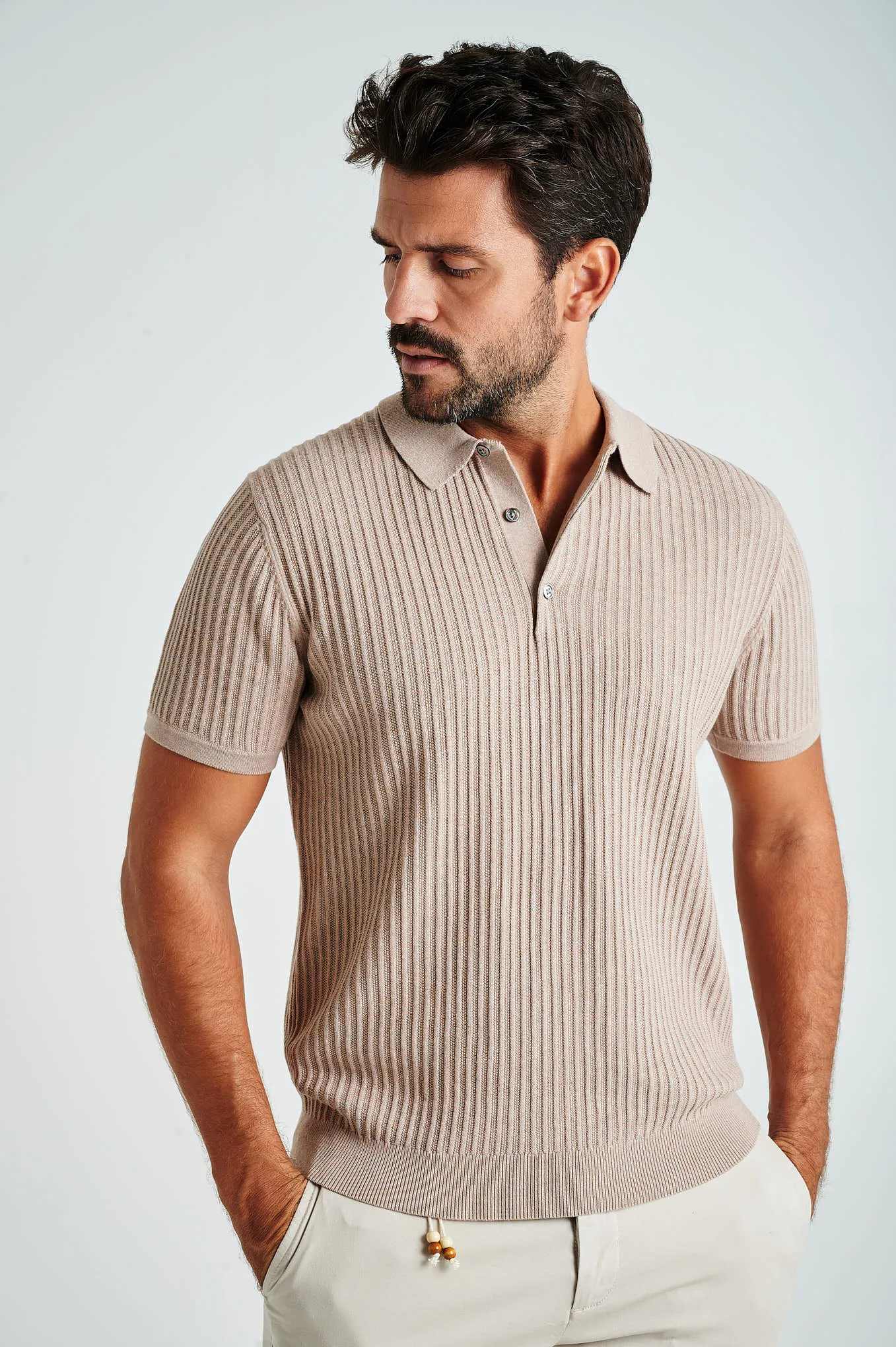 Men's short sleeve organic cotton polo sweater