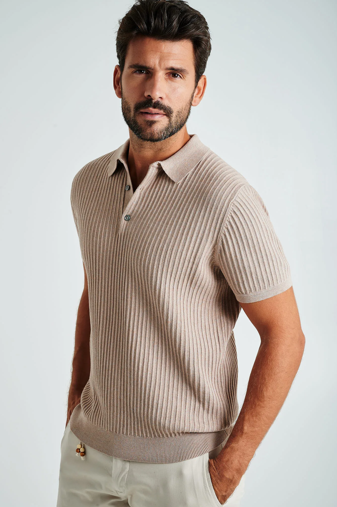 Men's short sleeve organic cotton polo sweater