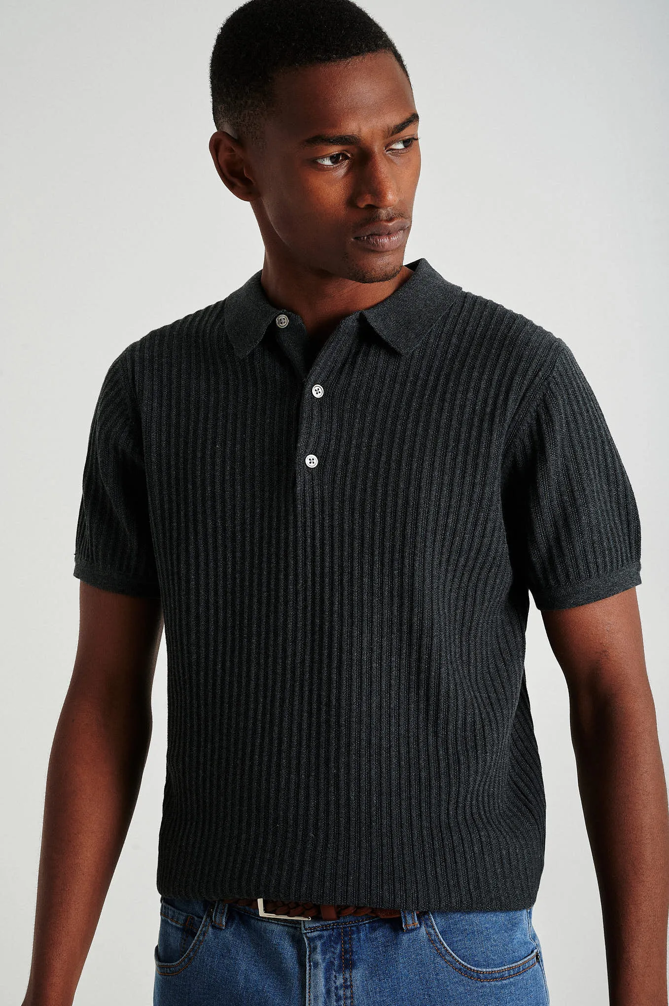 Men's short sleeve organic cotton polo sweater