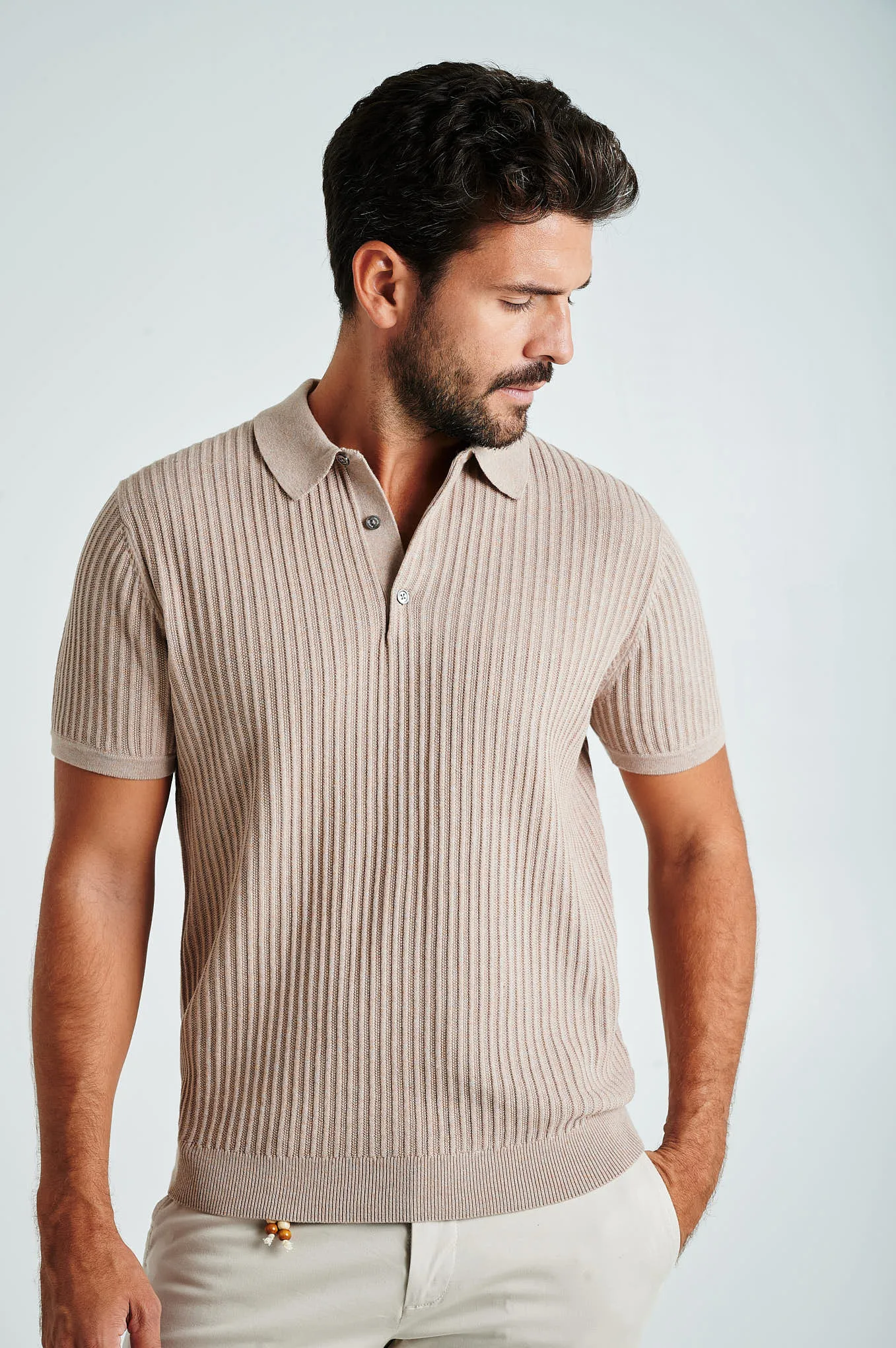 Men's short sleeve organic cotton polo sweater