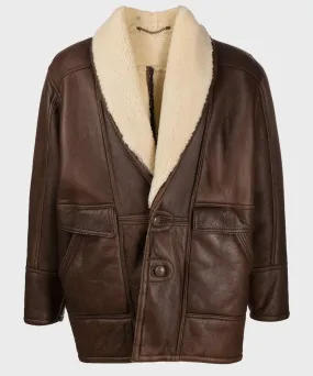 Men's Vintage Brown Shearling Leather Jacket