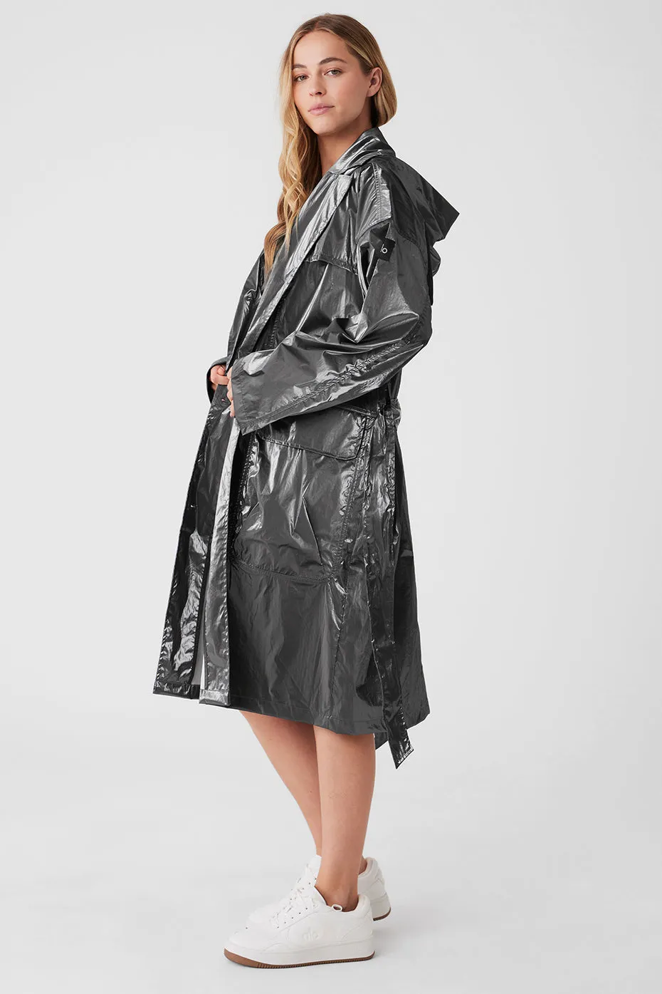 Metallic Break Line Trench - Silver Metallic