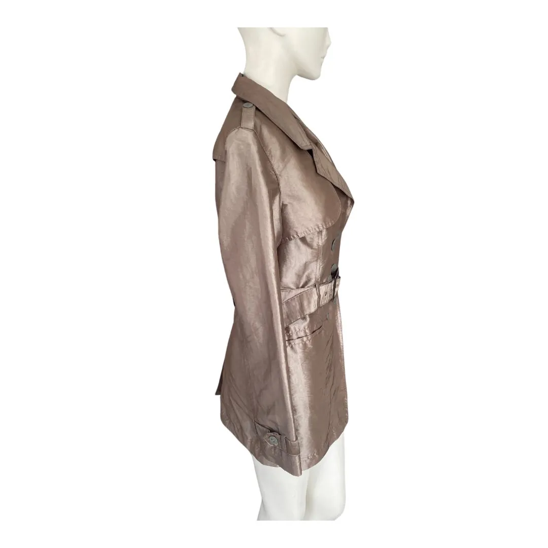 Metallic Lightweight Trench Coat Taupe SIZE 14