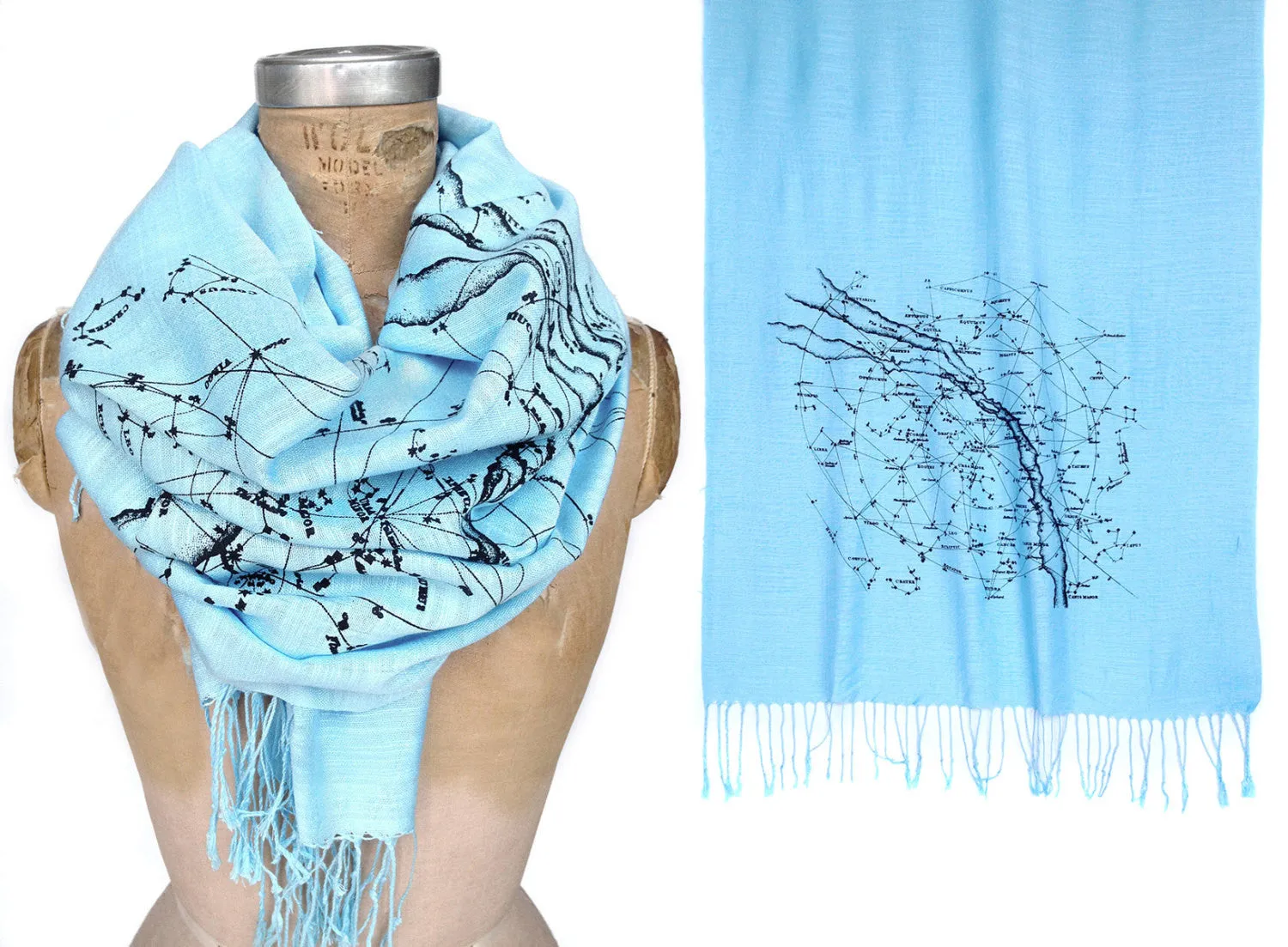 Milky Way Star Chart Scarf, bamboo pashmina