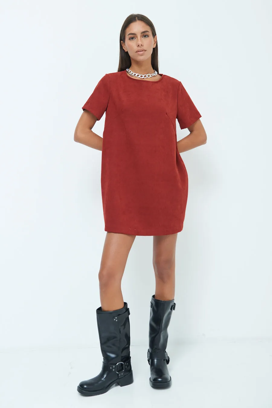 Minimalist short sleeve shift dress wholesale