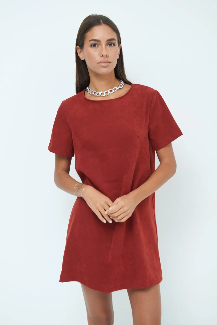 Minimalist short sleeve shift dress wholesale