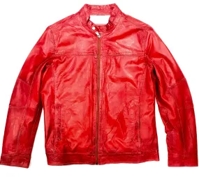 Missani Le Collezioni Men's Red Lambskin Leather Jacket