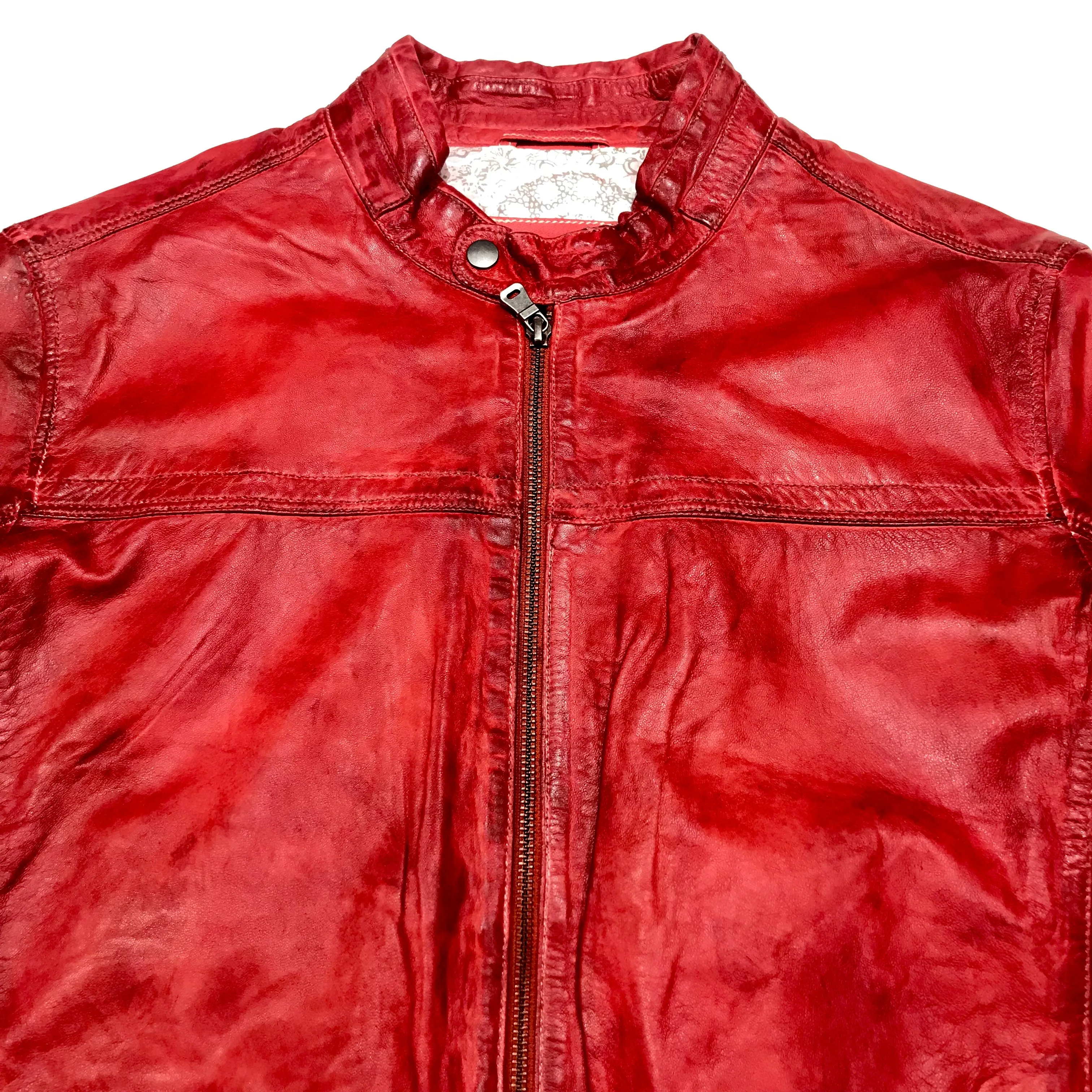 Missani Le Collezioni Men's Red Lambskin Leather Jacket