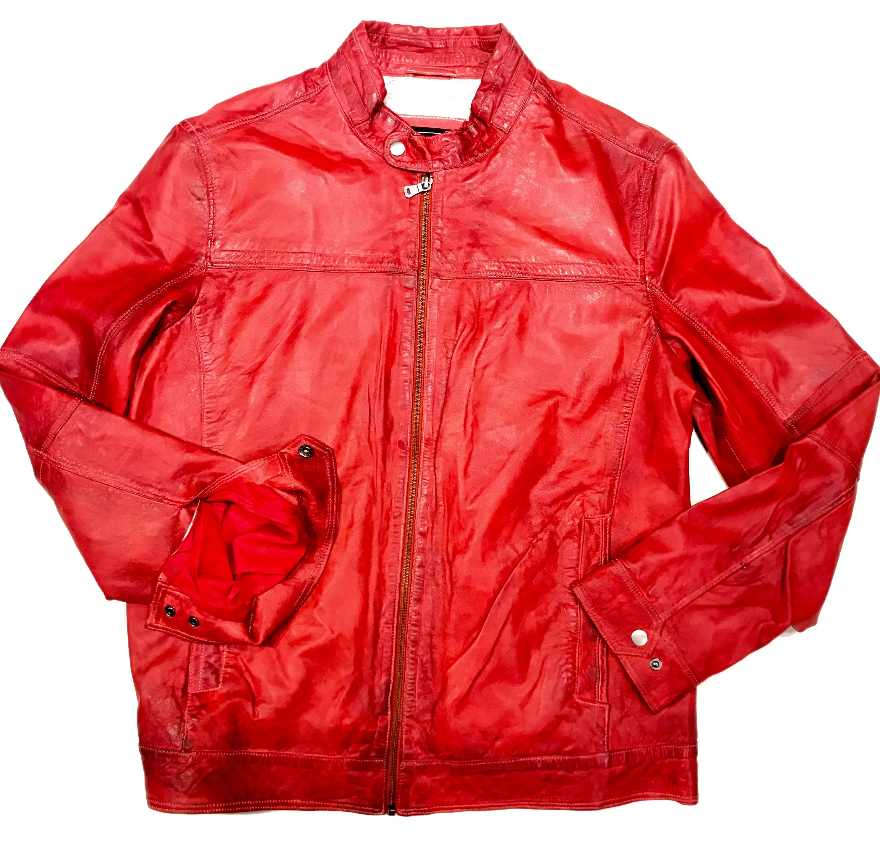 Missani Le Collezioni Men's Red Lambskin Leather Jacket