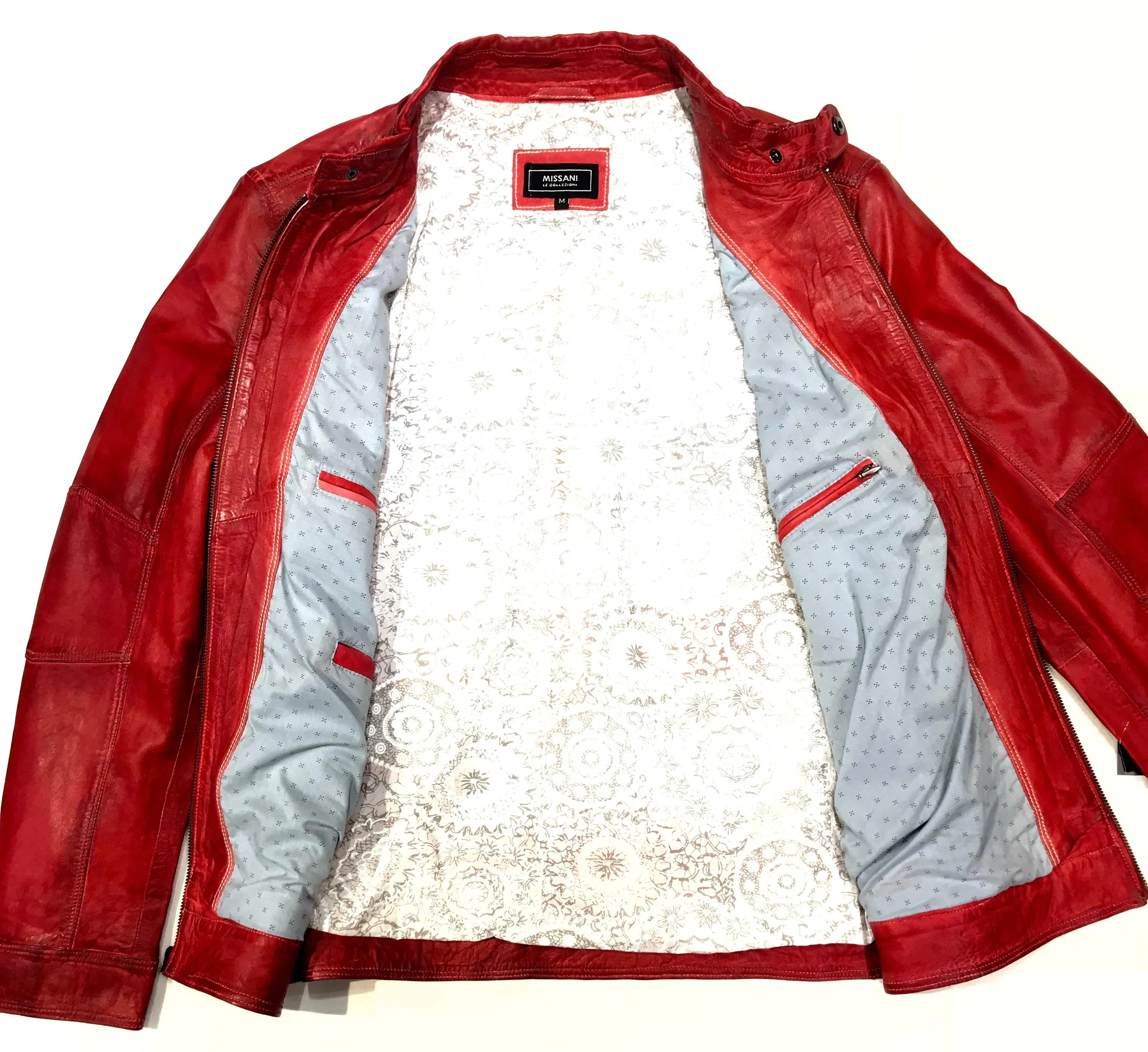 Missani Le Collezioni Men's Red Lambskin Leather Jacket