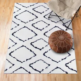 Moroccan Diamond Pile Shag Accent Rug 5' x 7' - White