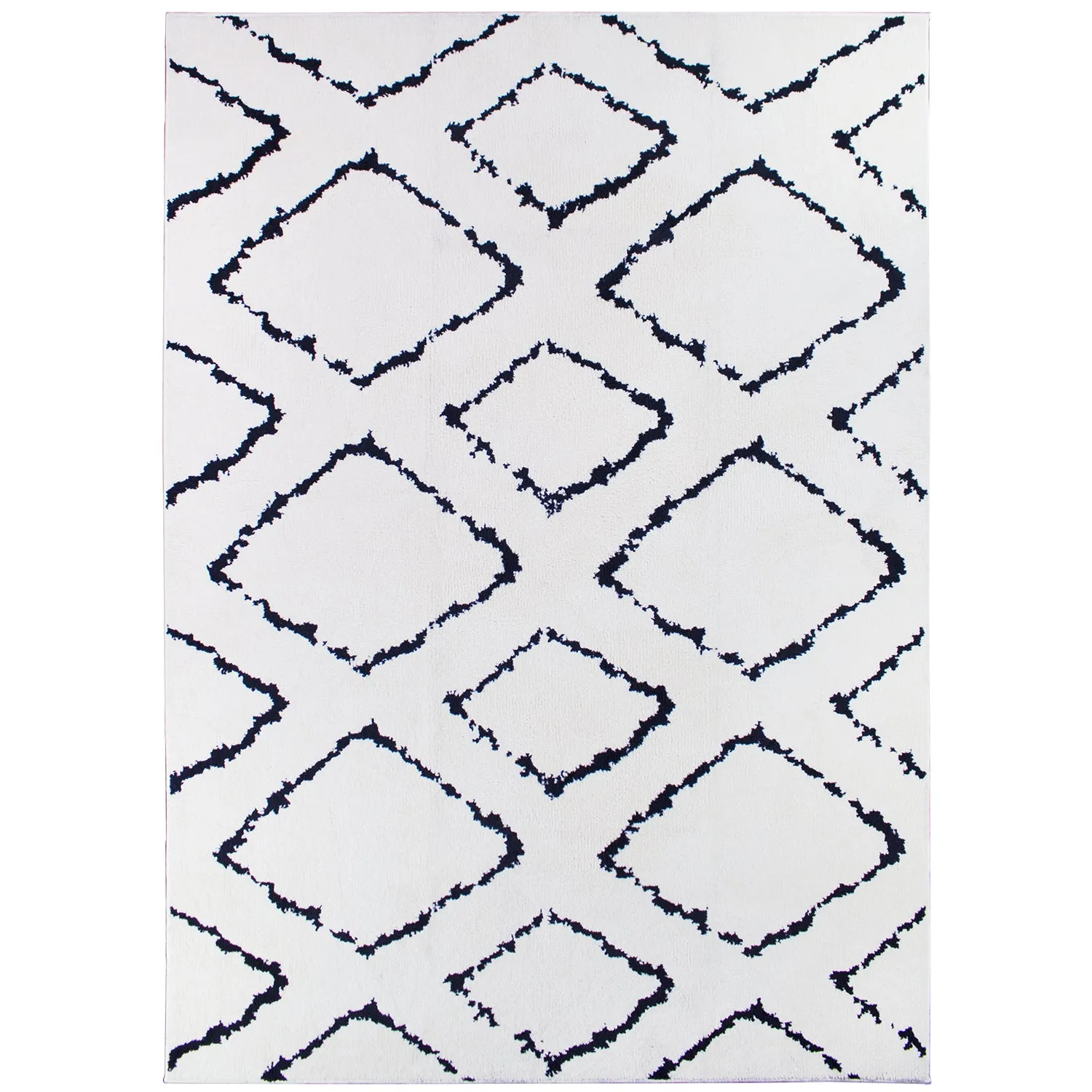 Moroccan Diamond Pile Shag Accent Rug 5' x 7' - White