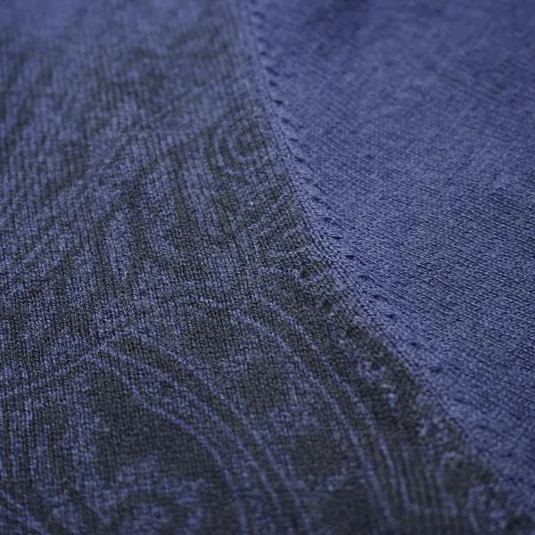 Navy Cashmere Printed Polo Shirt Tavarua in Cotton Cashmere