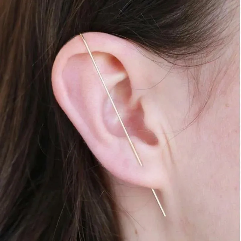 Needle Ear Climber Earrings - Gold or Silver