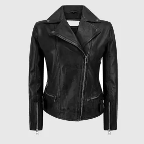 New Quality Womens Black Leather Biker Jacket