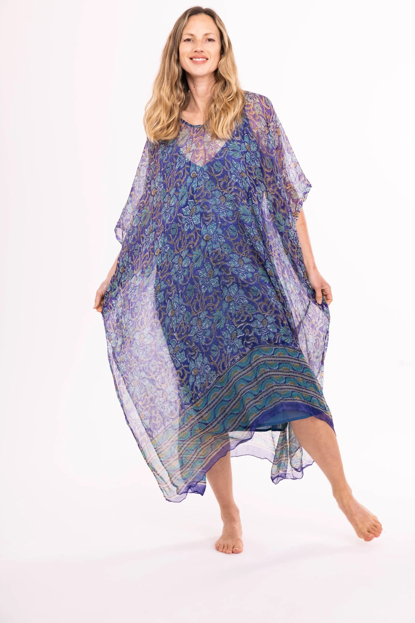 New Venus Dress Hand Block Printed in Chiffon SS224