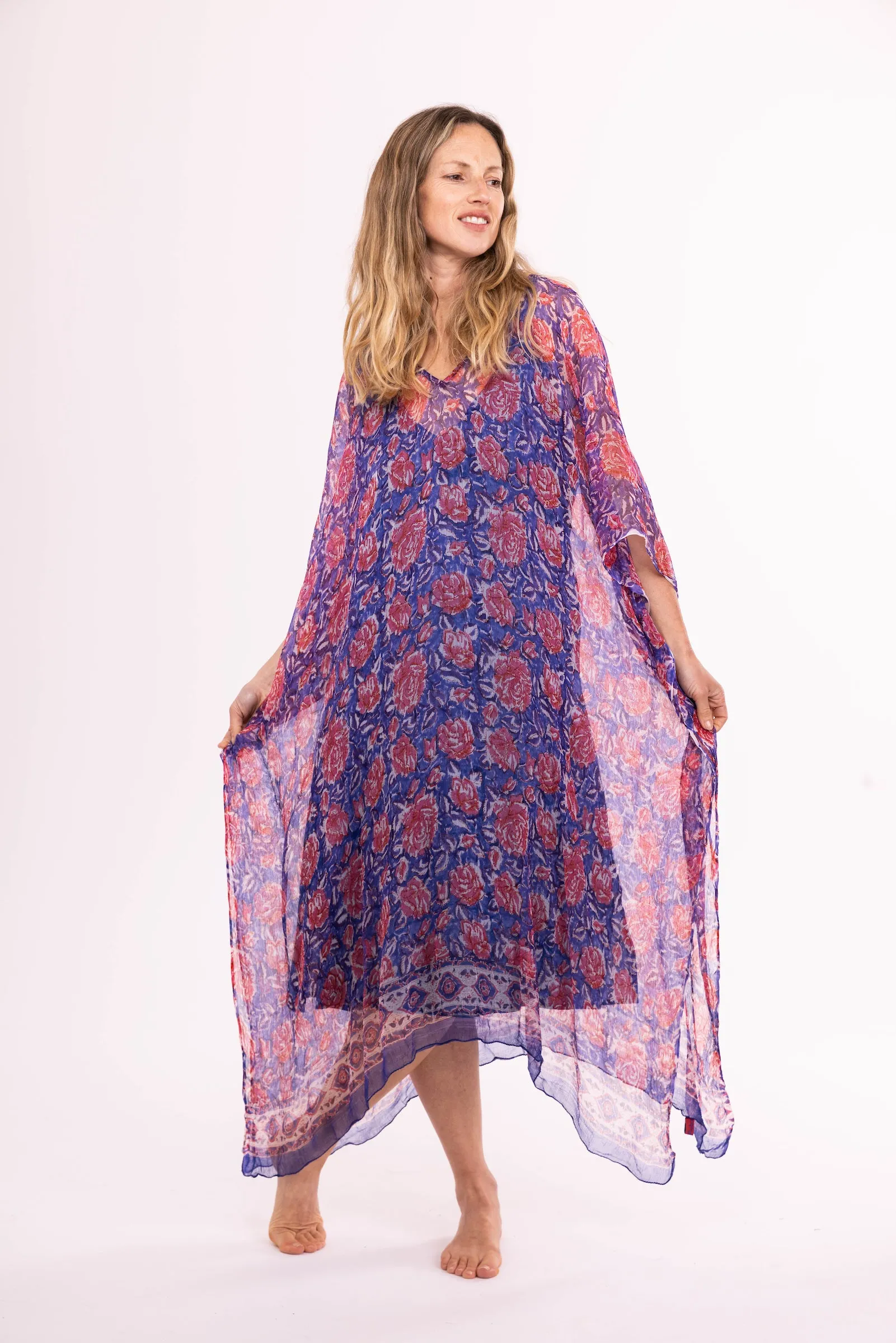 New Venus Dress Hand Block Printed in Chiffon SS224