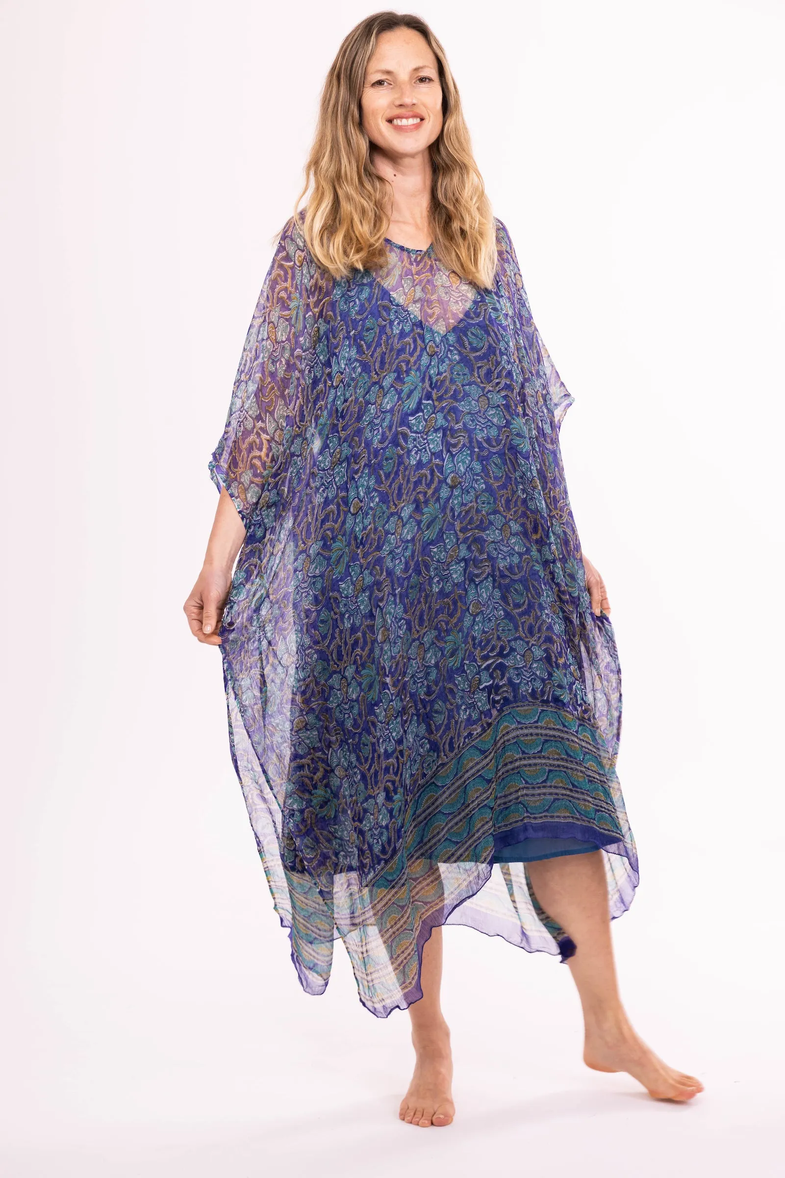 New Venus Dress Hand Block Printed in Chiffon SS224