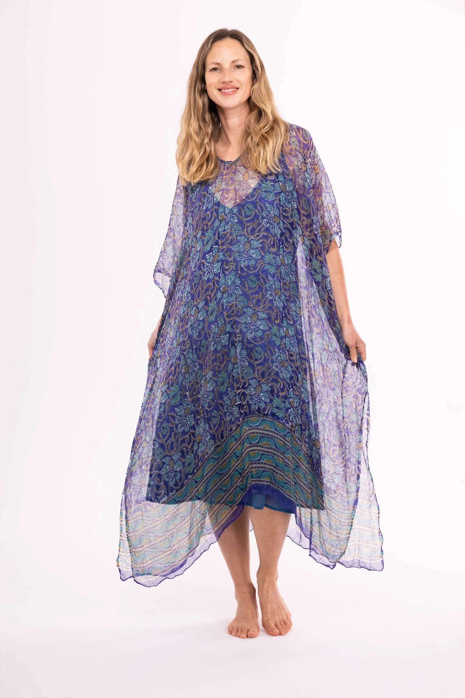 New Venus Dress Hand Block Printed in Chiffon SS224