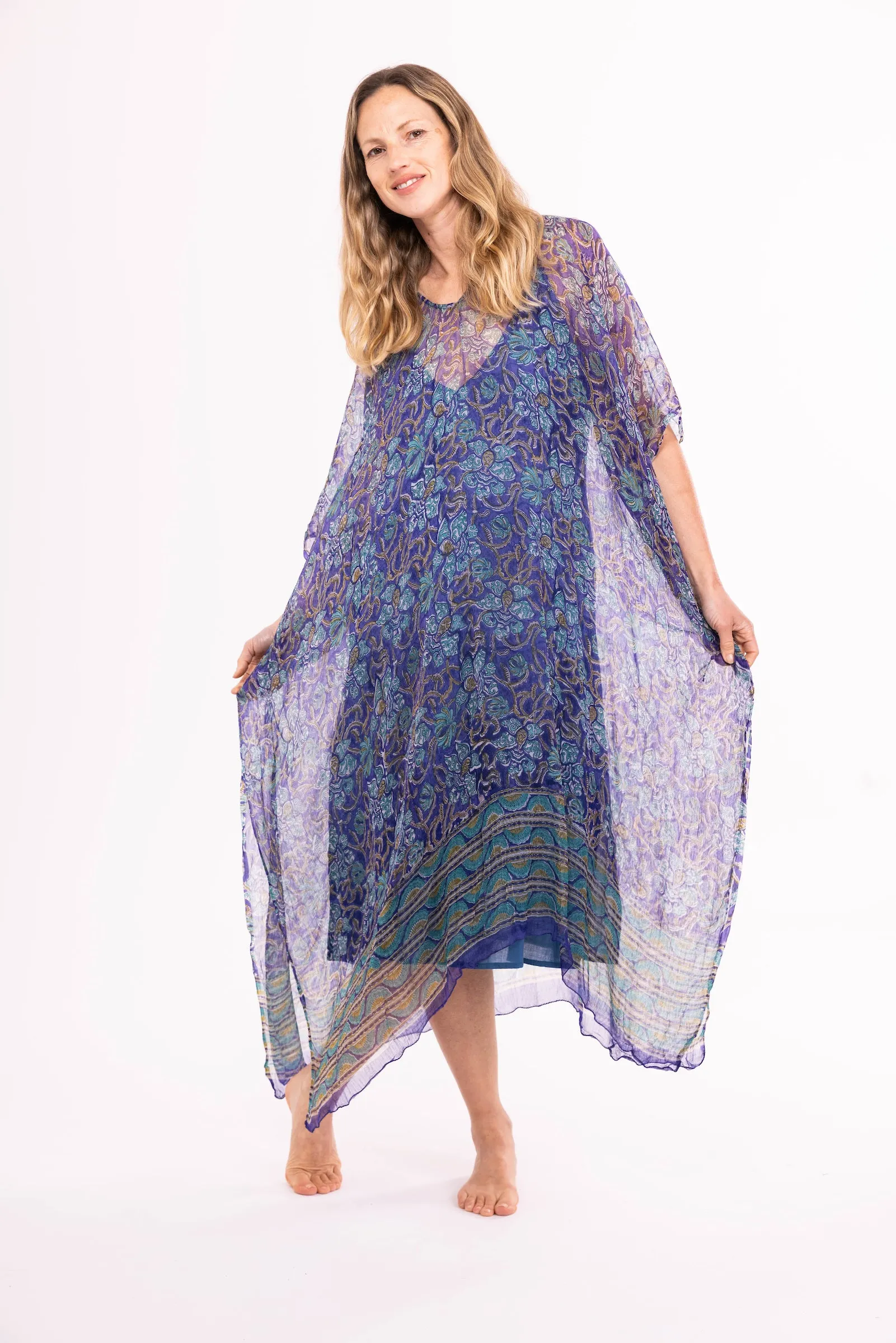 New Venus Dress Hand Block Printed in Chiffon SS224